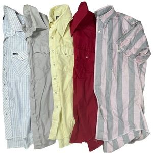 Vintage men’s button down western short sleeve 5 shirt bundle / crafting fabric